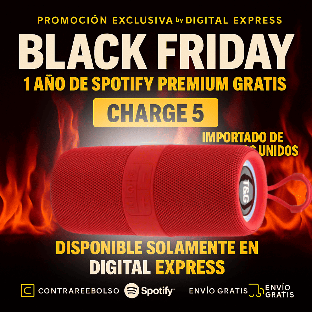 🔥Calentamiento Black Friday🔥 ¡POTENCIA Y SONIDO IMBATIBLES! ¡El CHARGE 5 HA LLEGADO! +1 Año de Suscripción a Spotify Premium Gratis