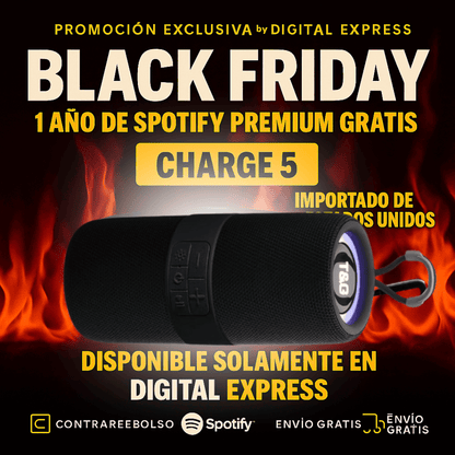 🔥Calentamiento Black Friday🔥 ¡POTENCIA Y SONIDO IMBATIBLES! ¡El CHARGE 5 HA LLEGADO! +1 Año de Suscripción a Spotify Premium Gratis