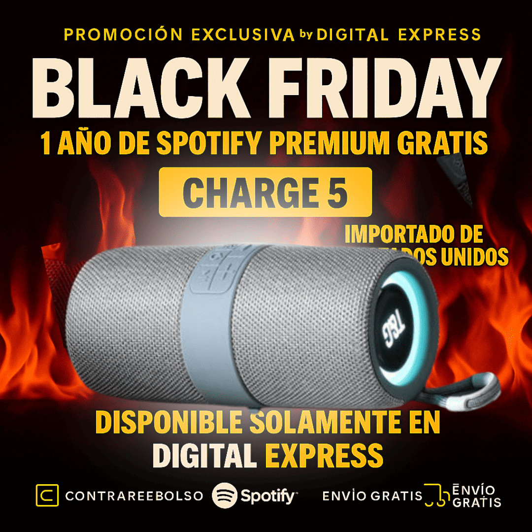 🔥Calentamiento Black Friday🔥 ¡POTENCIA Y SONIDO IMBATIBLES! ¡El CHARGE 5 HA LLEGADO! +1 Año de Suscripción a Spotify Premium Gratis