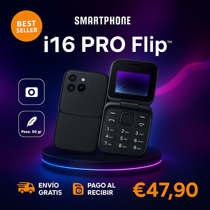 Teléfono Inteligente i16 PRO Flip™ – Diseño plegable, batería duradera, cámara UHD (LIQUIDACION POR CIERRE)