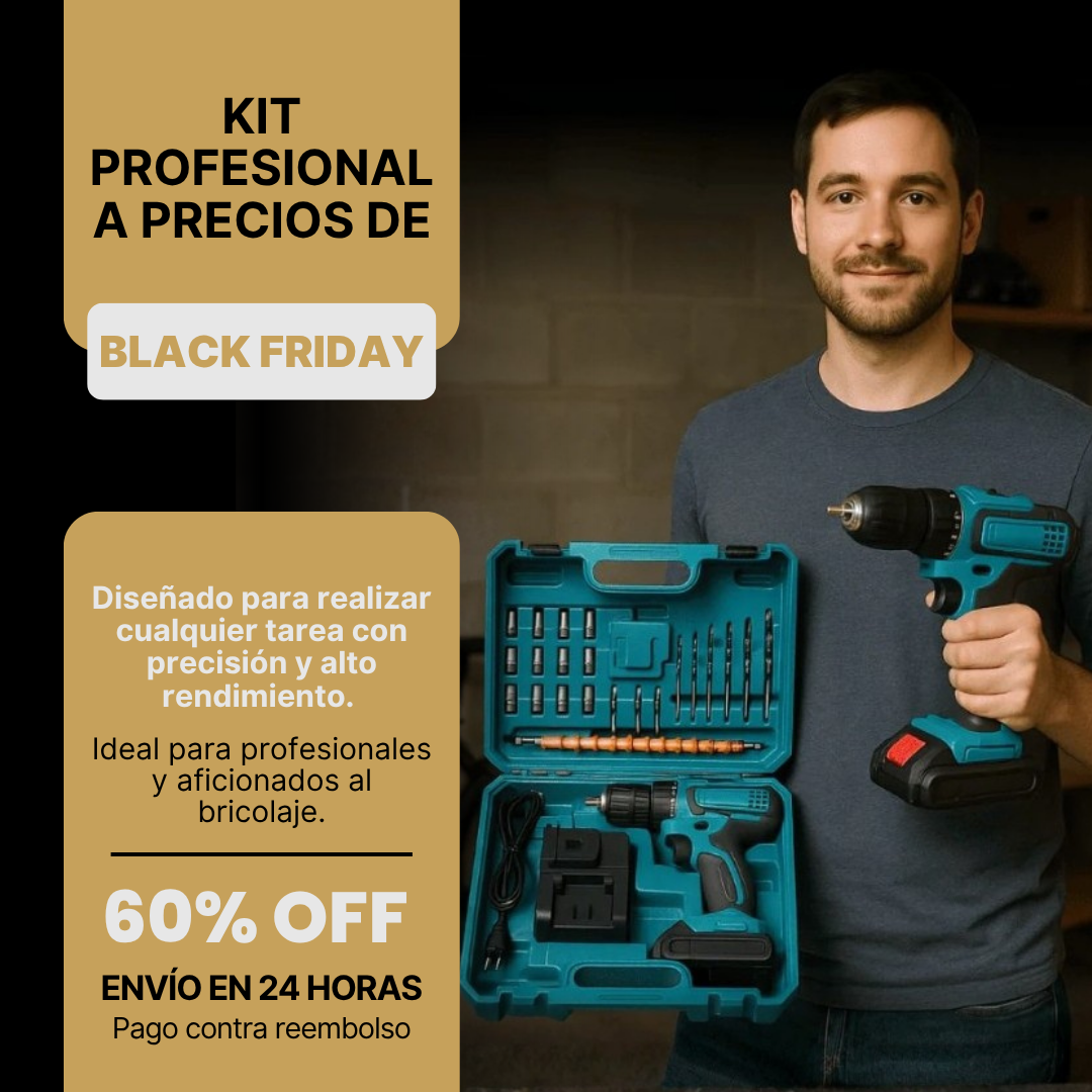 POTENCIA Y PRECISIÓN EN TUS MANOS – Pack Profesional Taladro Percutor + Regalos Exclusivos 🔥Calentamiento Black Friday🔥