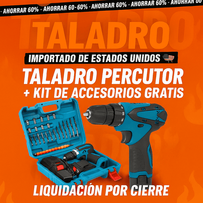 POTENCIA Y PRECISIÓN EN TUS MANOS – Pack Profesional Taladro Percutor + Regalos Exclusivos 🔥Calentamiento Black Friday🔥